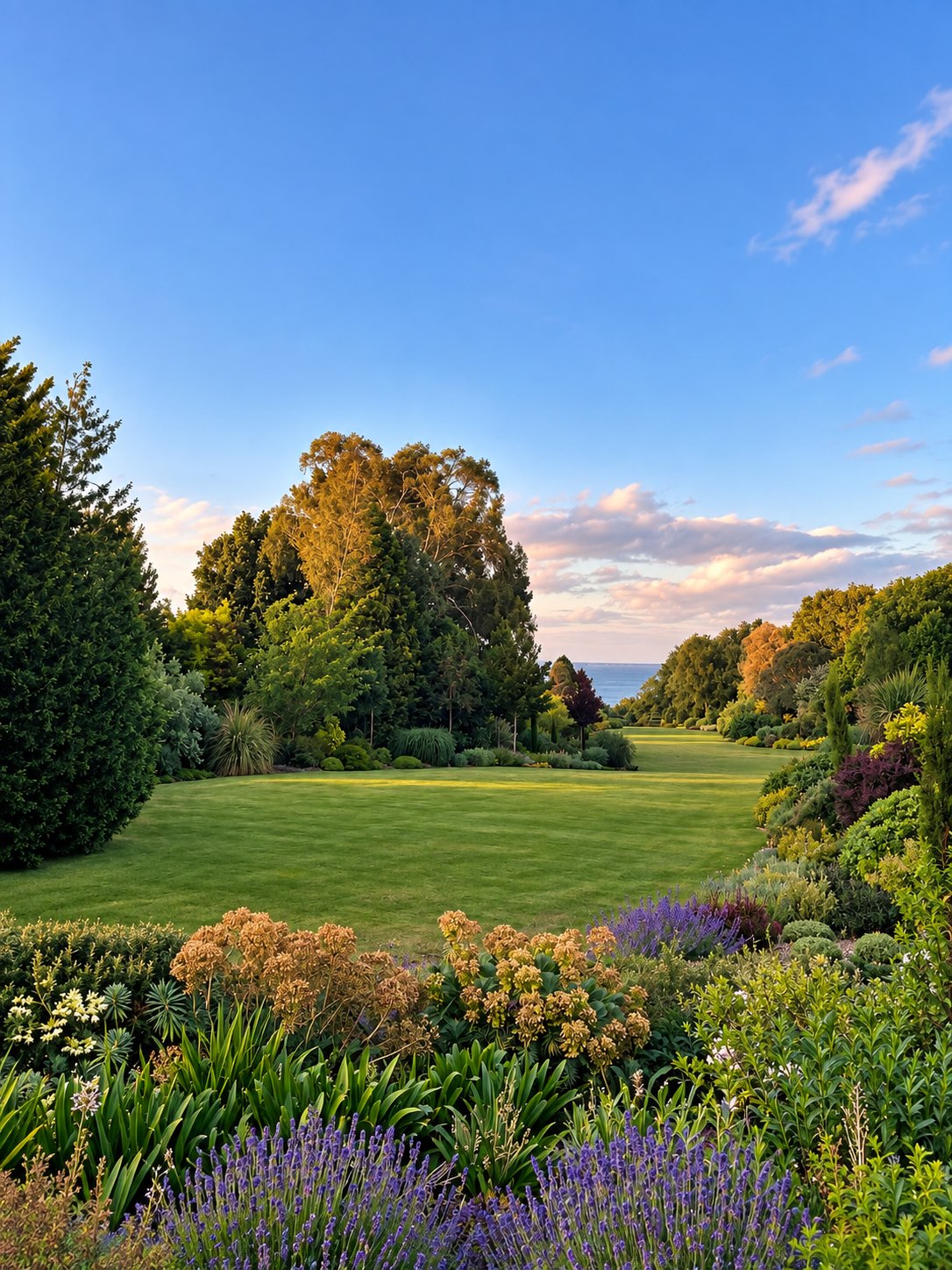 The garden at Studland, looking out to sea