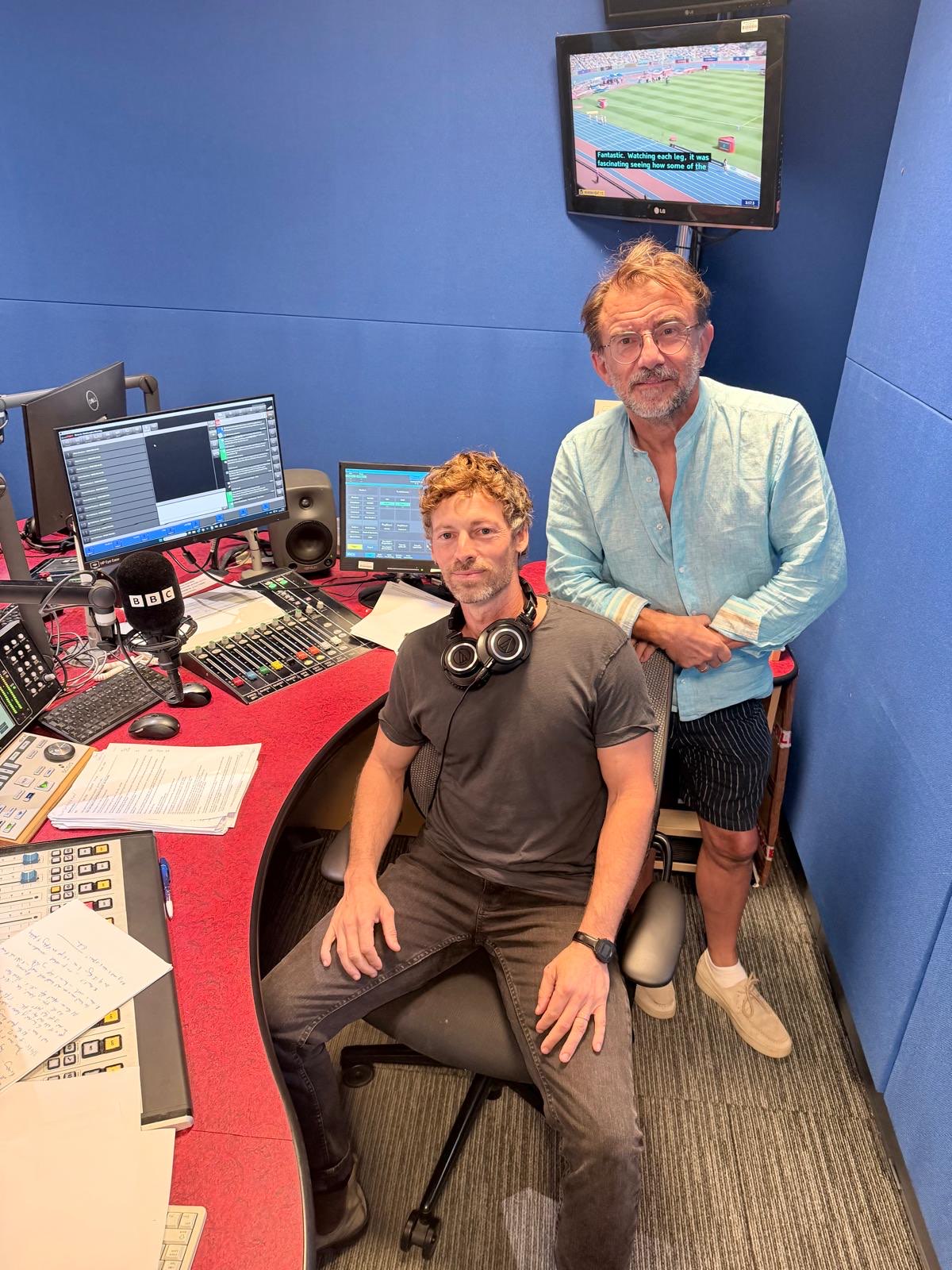 Isaac with Bernie Keith in the BBC Radio Northampton studio